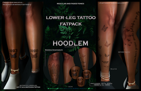 Second Life Marketplace - Hoodlem - Lower Leg Tattoo Fatpack (BOM)